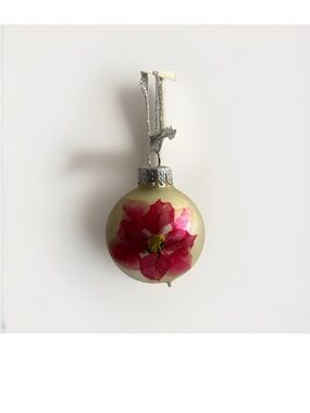 Vintage Hand-Painted Pink Floral Glass Holiday Ornament
